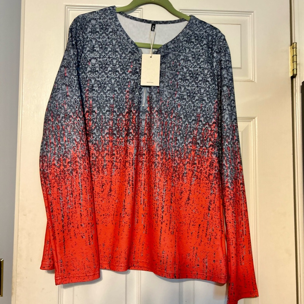 Elegant Red and Black Ombre Blouse